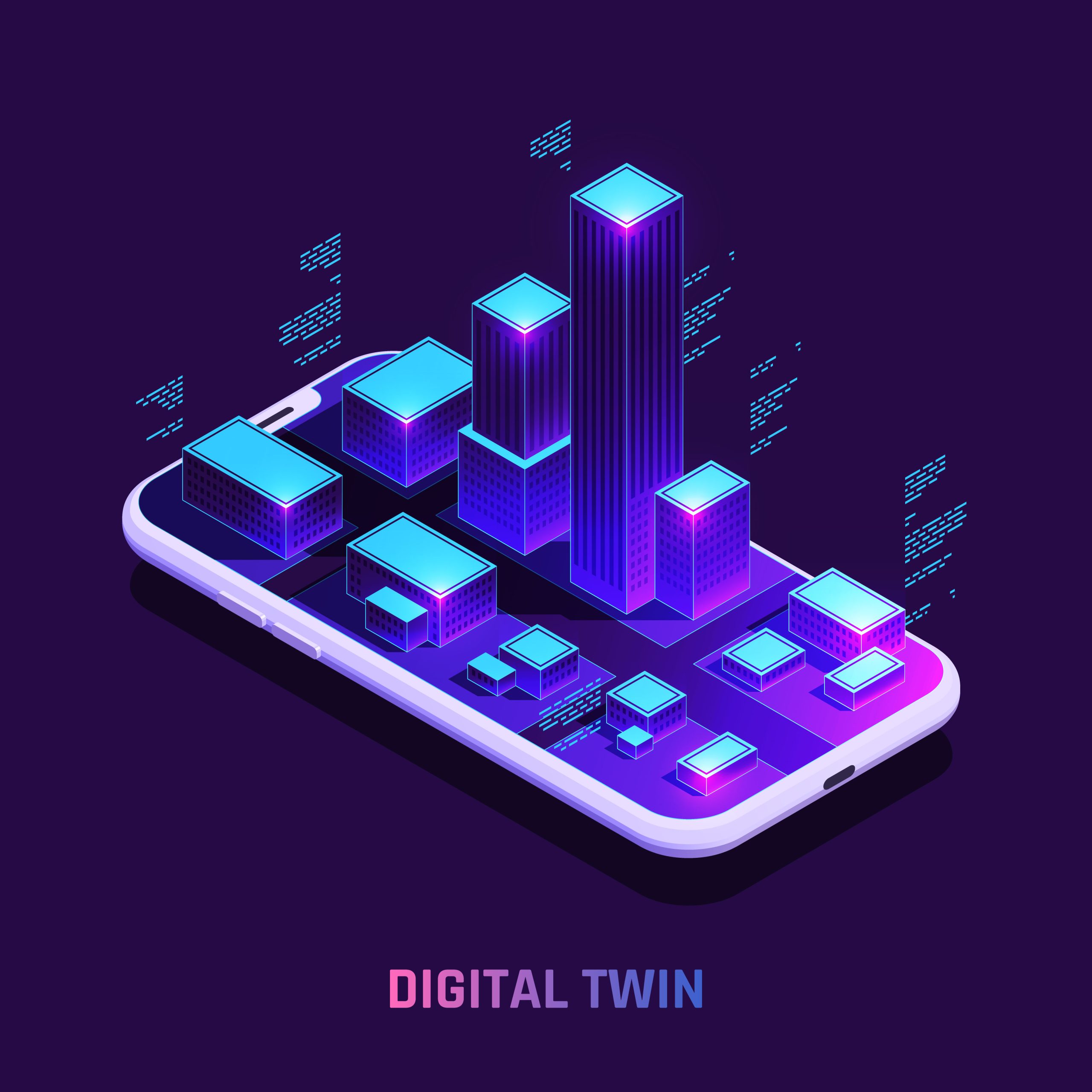 Digital Twin Technology Isometric Background